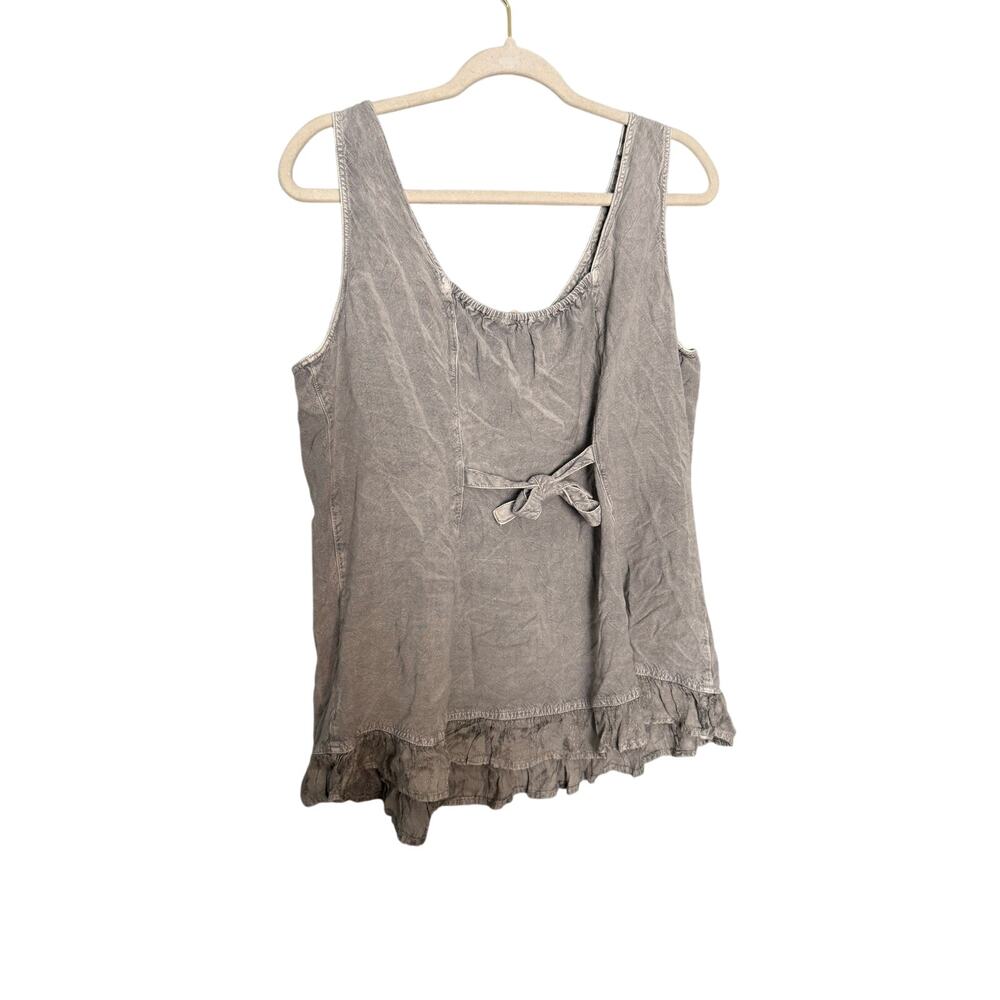 Soft Surroundings Gray Embroidered Ruffle Tank - Picture 7 of 7